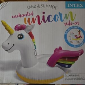 Sand & Summer White and Pink Enchanted Unicorn Ride-On Pool Float